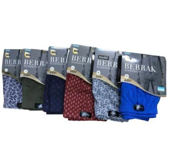 BERRAK 4497 ERKEK MODAL DESENLİ BOXER 6 ADET  M ÇOK RENKLİ - 2