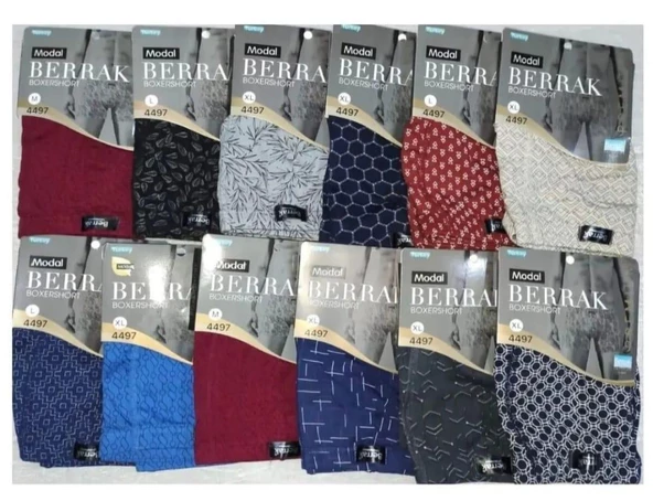 BERRAK 4497 ERKEK MODAL DESENLİ BOXER 10 ADET  S ÇOK RENKLİ - Resim 2