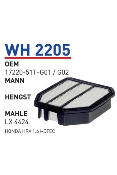 WUNDER Wh2205 Hava Filtresi - Honda Hrv 1,6 I-dtec