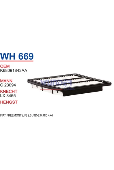 WUNDER Wh669 Hava Filtresi - Fıat Freemont (jf) 2.0 Jtd-2.0 Jtd 4x4