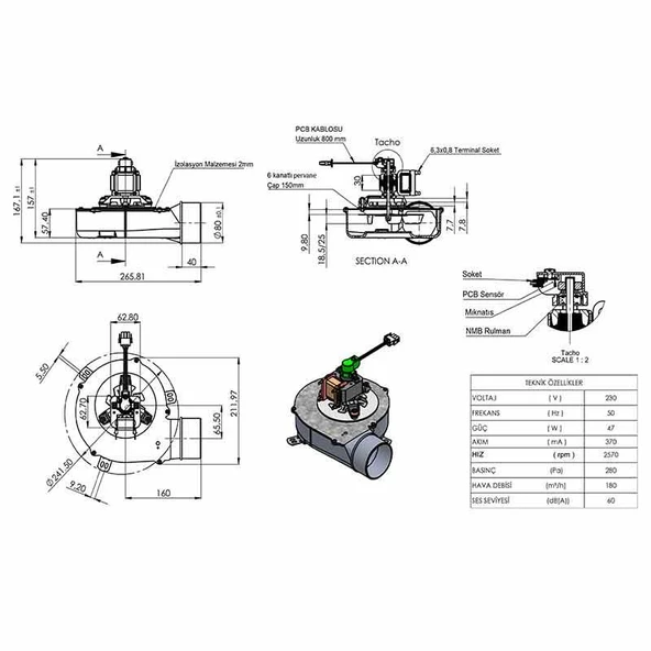 Aircol AKS 686P Salyangoz Radyal Fan - 2