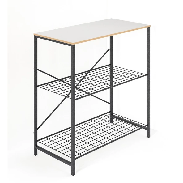 Eportatif Çok Amaçlı Mutfak Rafı Bangosu Masa Geniş Beyaz 1440 - 6