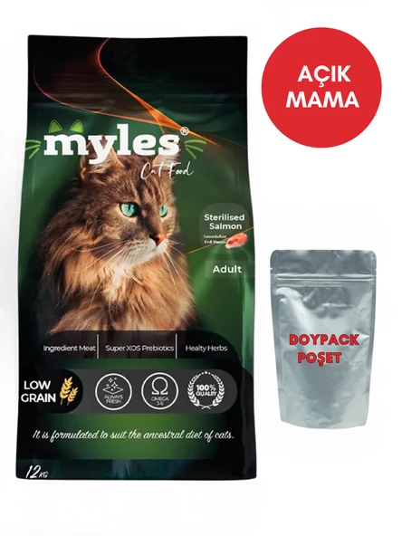 Myles kısır somon yetişkin kedi maması 1 kg açık mama