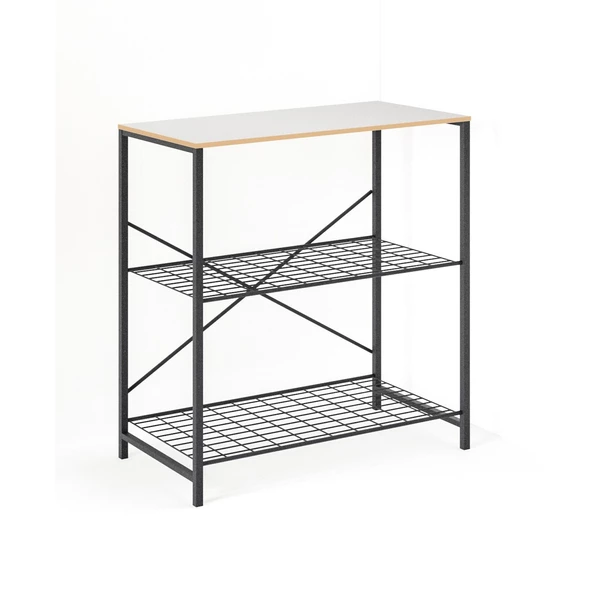 Eportatif Çok Amaçlı Mutfak Rafı Bangosu Masa Geniş Beyaz 1440 - 5