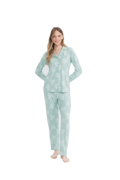U.S. Polo Assn. 17109 Kadın Boydan Düğmeli Pijama Takımı