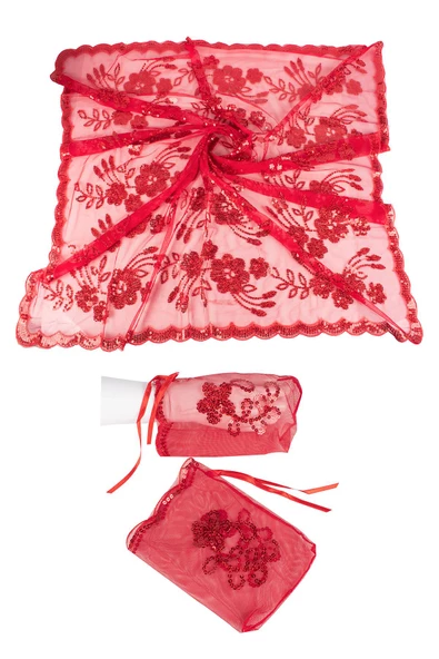 Kına Atölyesi Kına Örtüsü Pullu Kırmızı Gelin Duvağı ürün görseli 1