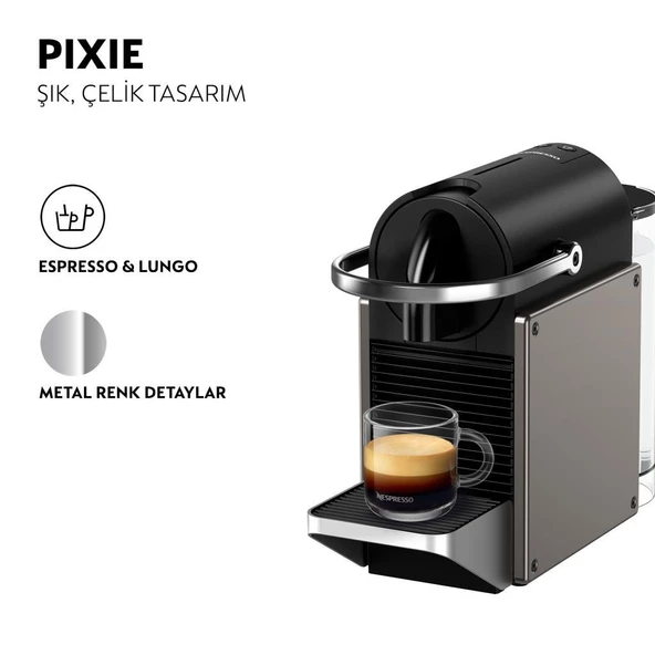 Nespresso C62 Yenilenmiş Pixie Titan Kahve Makinesi,Gri - 2