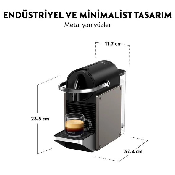 Nespresso C62 Yenilenmiş Pixie Titan Kahve Makinesi,Gri - 4
