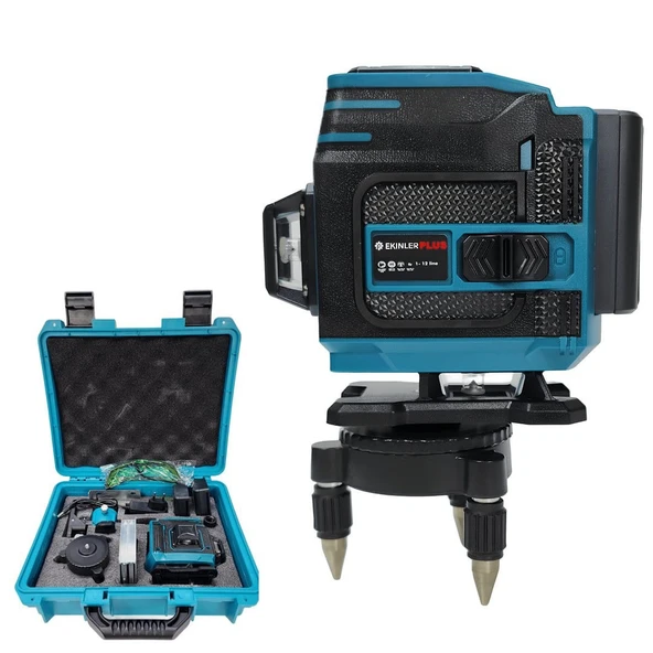 Plus Çift Akülü 12 Köşe 360° 58Vf Otomatik Hizalamalı Lazer Metre (Mavi) EEA302 (B)