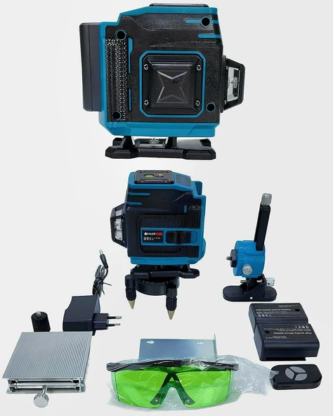 Plus Çift Akülü 12 Köşe 360° 58Vf Otomatik Hizalamalı Lazer Metre (Mavi) EEA302 (B) - 4