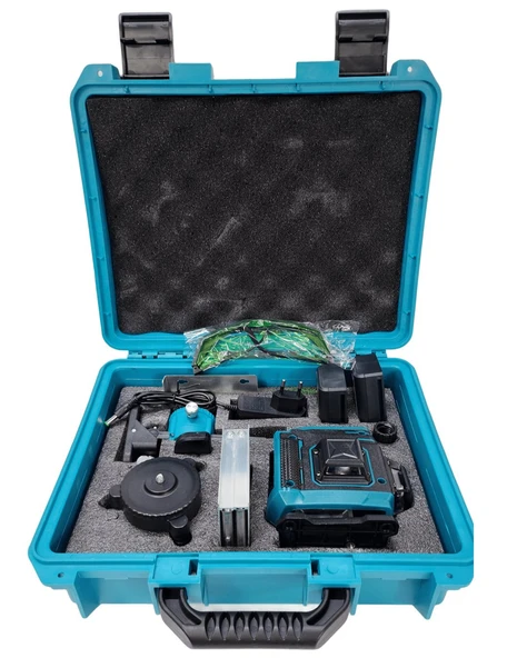 Plus Çift Akülü 12 Köşe 360° 58Vf Otomatik Hizalamalı Lazer Metre (Mavi) EEA302 (B) - 6