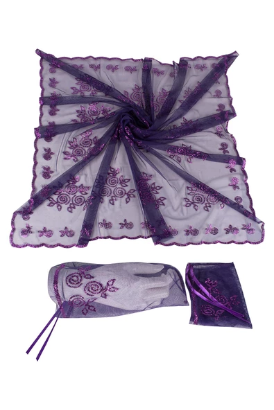 Kına Atölyesi Kına Örtüsü Simli 2 li Duvak Seti - 3