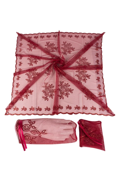 Kına Atölyesi Kına Örtüsü Simli 2 li Duvak Seti - 9