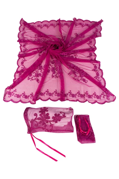 Kına Atölyesi Kına Örtüsü Simli 2 li Duvak Seti - 7