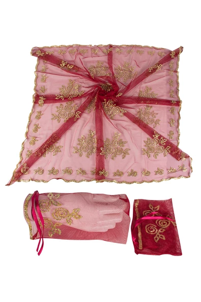 Kına Atölyesi Kına Örtüsü Simli 2 li Duvak Seti - 2