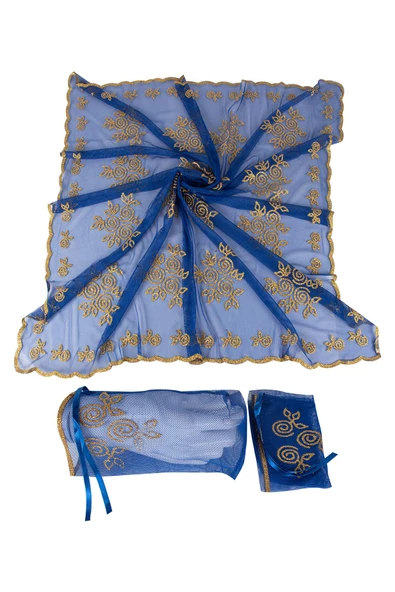 Kına Atölyesi Kına Örtüsü Simli 2 li Duvak Seti - 5