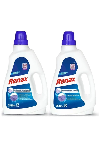 RENAX Sıvı Çamaşır Deterjanı Beyaz ve Renkliler 2520 Ml x 2 Adet