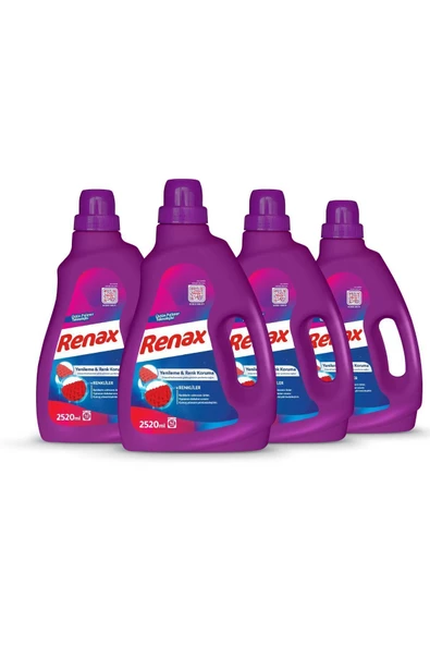 RENAX Sıvı Çamaşır Deterjanı Renkliler 2520 ml - 4 Lü Paket