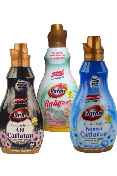 Vatan Komşu Çatlatan -Elti Çatlatan- Beybi Touch 3 lü Set 60 Yıkama 1440 ml