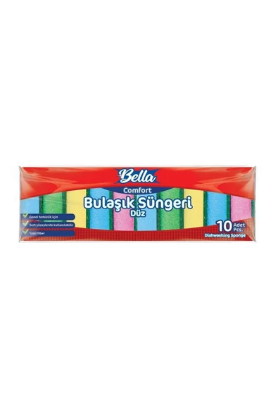 Banat Bella Comfort Renkli Düz Bulaşık Süngeri 10'lu Paket - 2