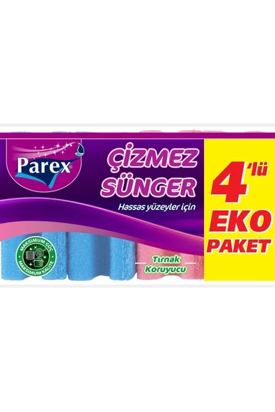 Parex Marka: Çizmez Oluklu Sünger 4'lü Kategori: Bulaşık Süngeri Ve Fırçası