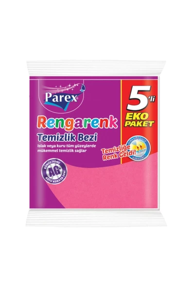 Parex Rengarenk Temizlik Bezi 5'li Eko Paket