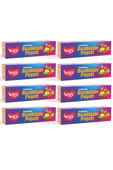 VİORAPLAST Buzdolabı Poşeti 8 Paket Küçük Boy 320'li 20x30 Cm