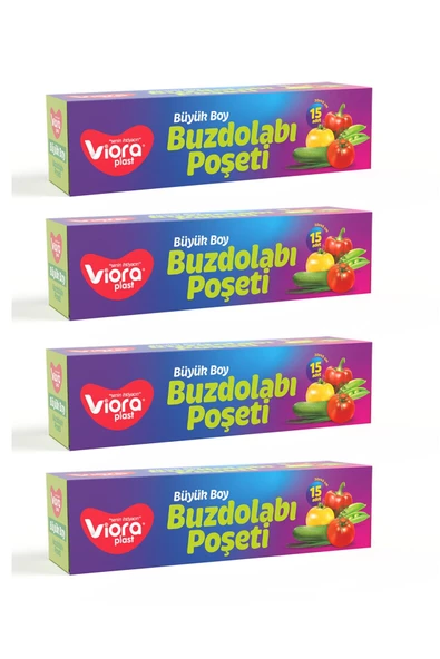 VİORAPLAST Buzdolabı Poşeti 4 Paket Büyük Boy 60'lı 30x45 Cm