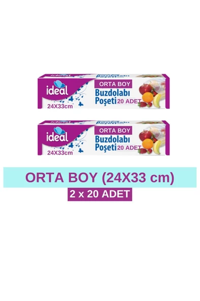 İdeal Orta Boy Buzdolabı Poşeti (24x33 cm) 2 x 20 Adet