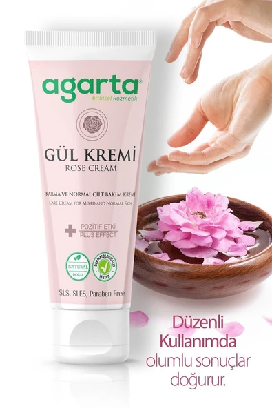Agarta Doğal Gül Aromalı Nemlendirici El Ve Cilt Bakım Kremi 75 ml