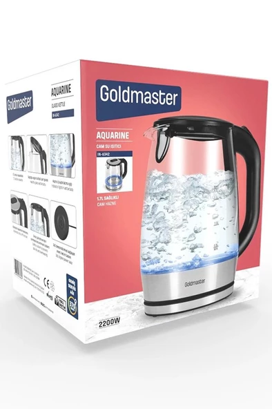 Goldmaster Aquarıne IN-6342 2200 W 1.7 lt Işıklı Cam Kettle - 7