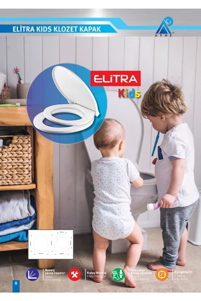ELİTRA Elitra Kids Trend Sessiz Yavaş Kapanan Yetişkin Çocuk Adaptörlü Klozet Kapağı - 2