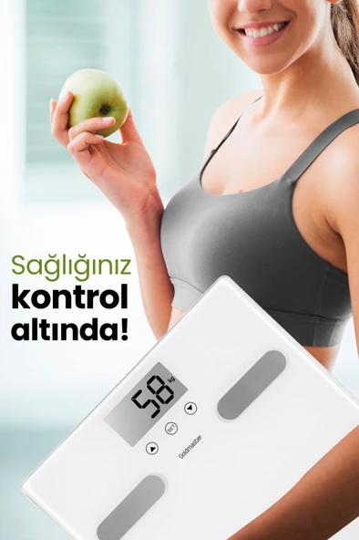 GoldMaster Caremax Geniş Ekranlı 12 Kişi Hafızalı Yağ Ölçer Fonksiyonlu Vücut Analizli Tartı Baskül - 3