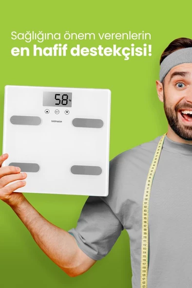 GoldMaster Caremax Geniş Ekranlı 12 Kişi Hafızalı Yağ Ölçer Fonksiyonlu Vücut Analizli Tartı Baskül - 6