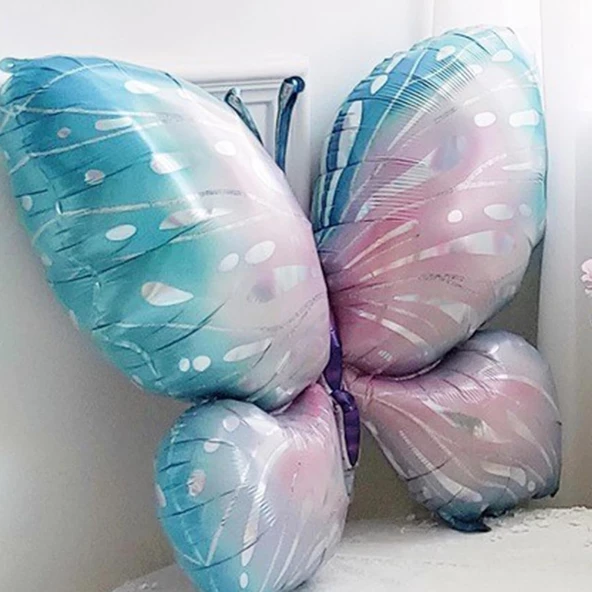 Büyük Mavi Kelebek Folyo Balon 98x72 cm - 5