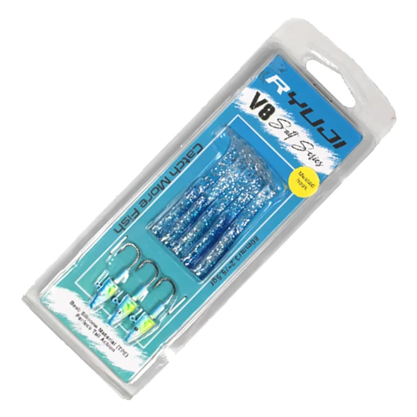 Ryuji V8 8cm 5.5gr Silikon Yem  Blue Glitter