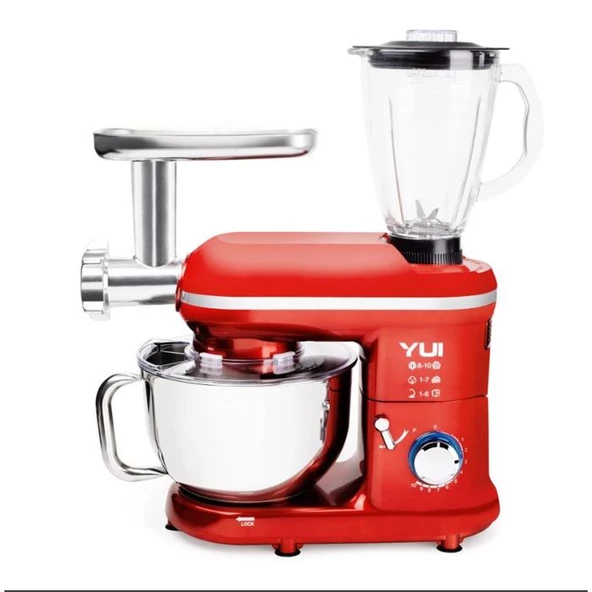 Yui M120 Multi-fonksiyonel 3 ü Bir Arada Stand Mikser Kıyma Setli Ve Blender Özellikli Kırmızı