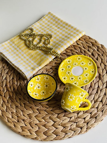 Den Tasarım Hediyelik Papatya Tek Kahve Fincan Seti ürün görseli 1