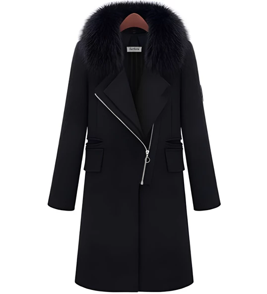 Kışlık Kürklü Kaşe Kadın Kaban