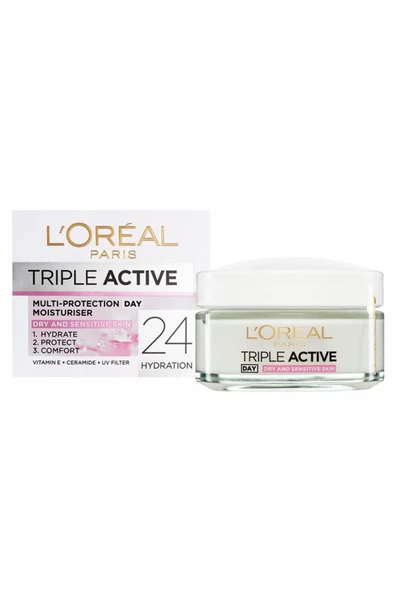 Loreal Paris Triple Active Kuru ve Hassas Ciltler İçin Gündüz Kremi 50ML
