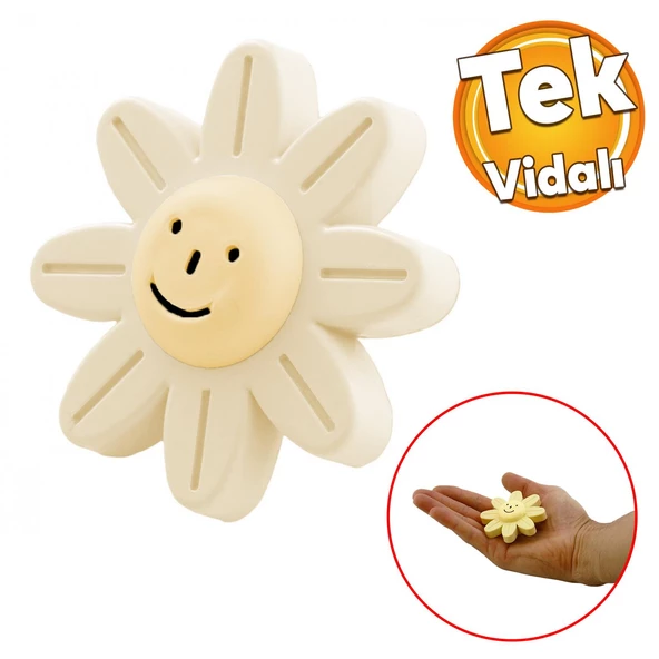 Plastik Papatya Gülücüklü Aytaşı Krem Mobilya Çoçuk Odası Dolabı Kapak Kulpu Çekmece Kulbu 1 ADET