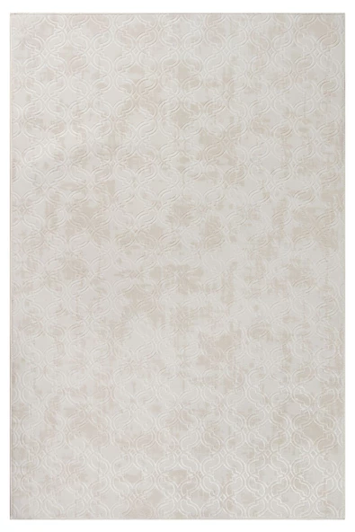 Vl Yıkanabilir Kaymaz Tabanlı Violin Embos Kesme Rulo Halı Yolluk Krem Z1002b - 5