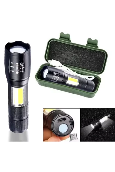 15w 1000lm mini zomlu flaşörlü ful metal suya karşı dayanıklı el feneri - 3