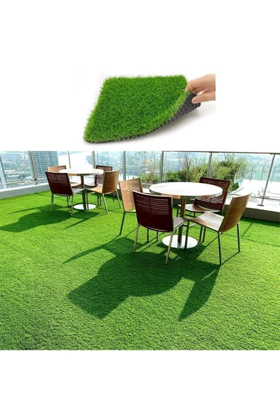 Vl Dekoratif Premium Kalite Suni Balkon Bahçe Kaymaz Taban Çim Halı 7 Mm - 1