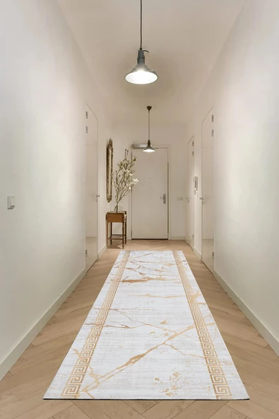 Bianca Vl Eco Dijital Baskı Makinada Yıkanabilir Kaymaz Taban Dekoratif Halı Krem-gold - 2