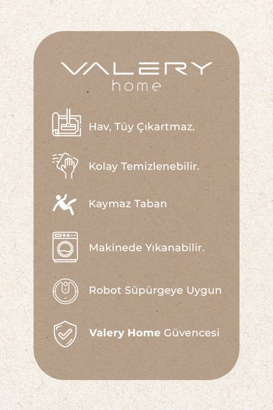 Violin Vl Makinada Yıkanabilir Dayanıklı Kaymaz Taban Antialerjik Halı Gri Z1001a - 5