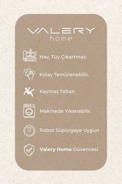 Letty Vl Makinada Yıkanabilir Kaymaz Tabanlı Kesme Rulo Halı Yolluk Kiremit - 5