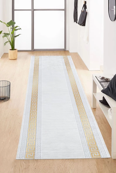 Vl Dijital Baskı Makinada Yıkanabilir Kaymaz Taban Dekoratif Halı Gri-gold - 2