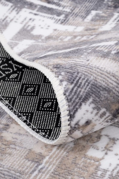 Letty Vl Makinada Yıkanabilir Kaymaz Tabanlı Kesme Rulo Halı Yolluk Gümüş - 2