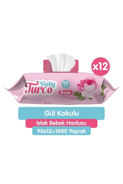 St Morritz Gül Kokulu Islak Bebek Havlusu 12x90 Adet